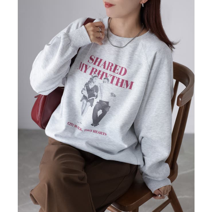 【体型カバー】裏起毛フォトプリントスウェット カジュアル 秋冬 | Riberry | 詳細画像11 