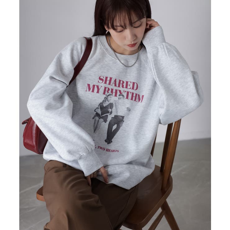 【体型カバー】裏起毛フォトプリントスウェット カジュアル 秋冬 | Riberry | 詳細画像12 