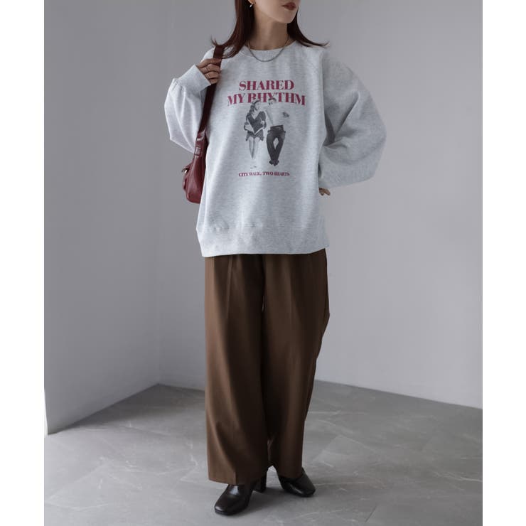 【体型カバー】裏起毛フォトプリントスウェット カジュアル 秋冬 | Riberry | 詳細画像15 