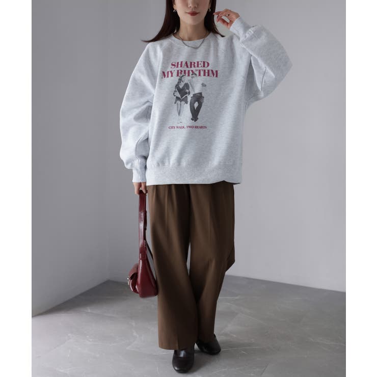 【体型カバー】裏起毛フォトプリントスウェット カジュアル 秋冬 | Riberry | 詳細画像16 