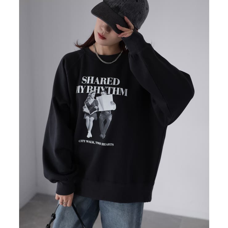 【体型カバー】裏起毛フォトプリントスウェット カジュアル 秋冬 | Riberry | 詳細画像2 