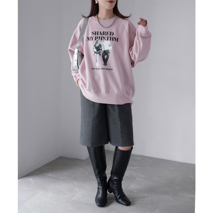 【体型カバー】裏起毛フォトプリントスウェット カジュアル 秋冬 | Riberry | 詳細画像23 