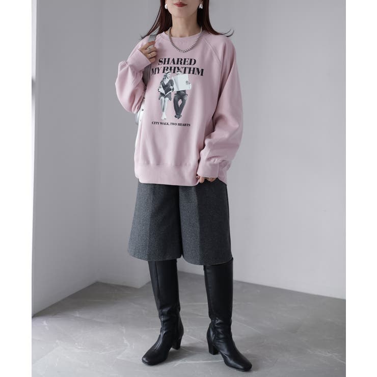 【体型カバー】裏起毛フォトプリントスウェット カジュアル 秋冬 | Riberry | 詳細画像24 