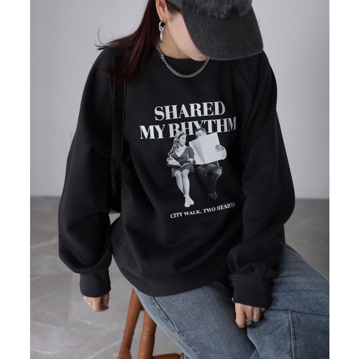 【体型カバー】裏起毛フォトプリントスウェット カジュアル 秋冬 | Riberry | 詳細画像3 