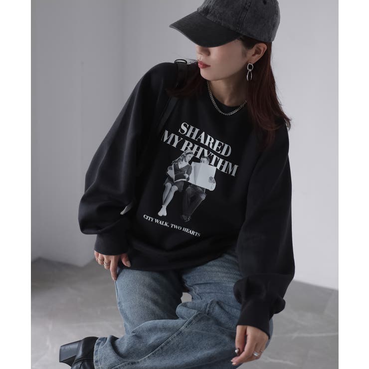 【体型カバー】裏起毛フォトプリントスウェット カジュアル 秋冬 | Riberry | 詳細画像4 