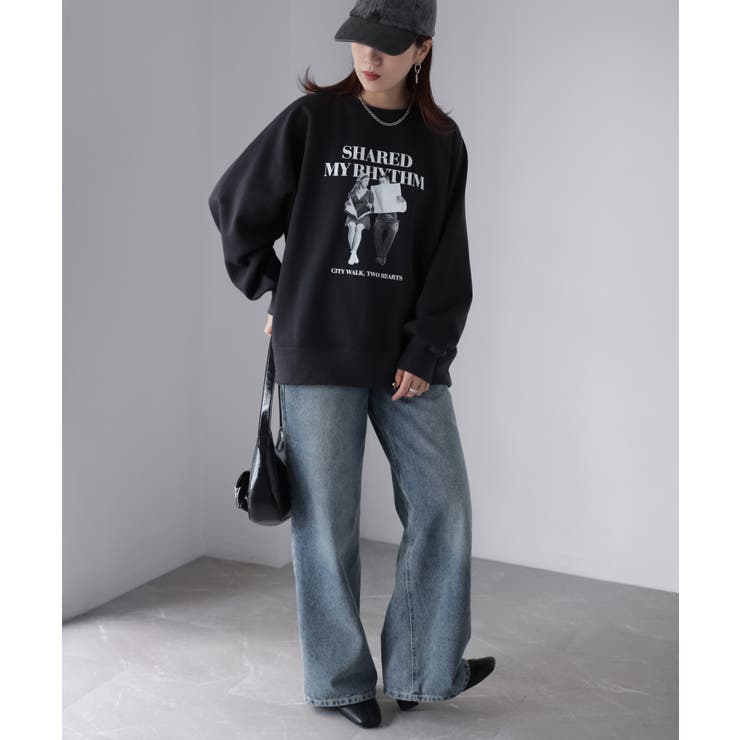 【体型カバー】裏起毛フォトプリントスウェット カジュアル 秋冬 | Riberry | 詳細画像7 