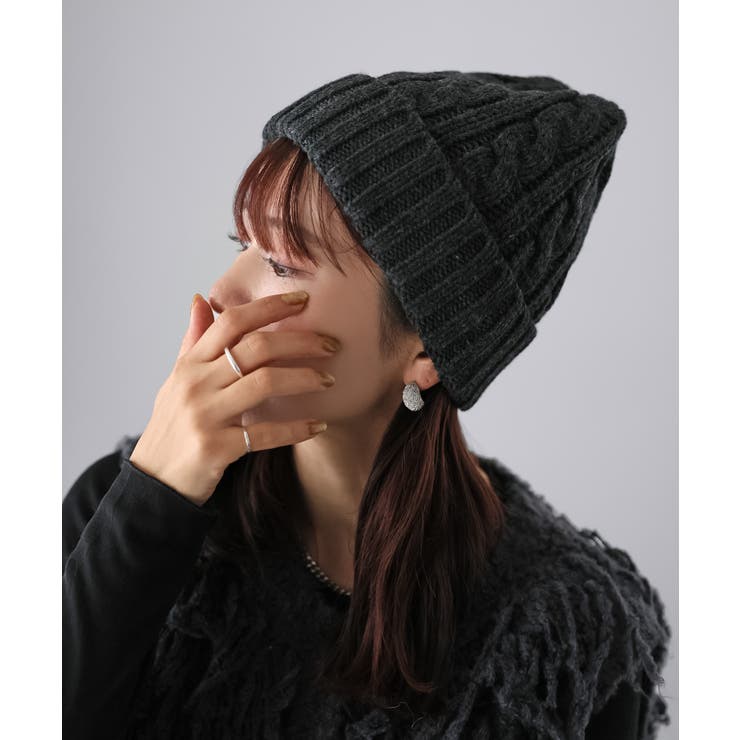 チャコールグレー | ケーブルニットキャップ | Riberry
