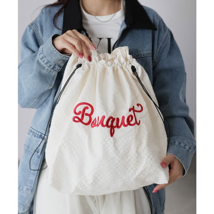 アイボリー | ロゴ刺繍巾着トートバッグ | Riberry