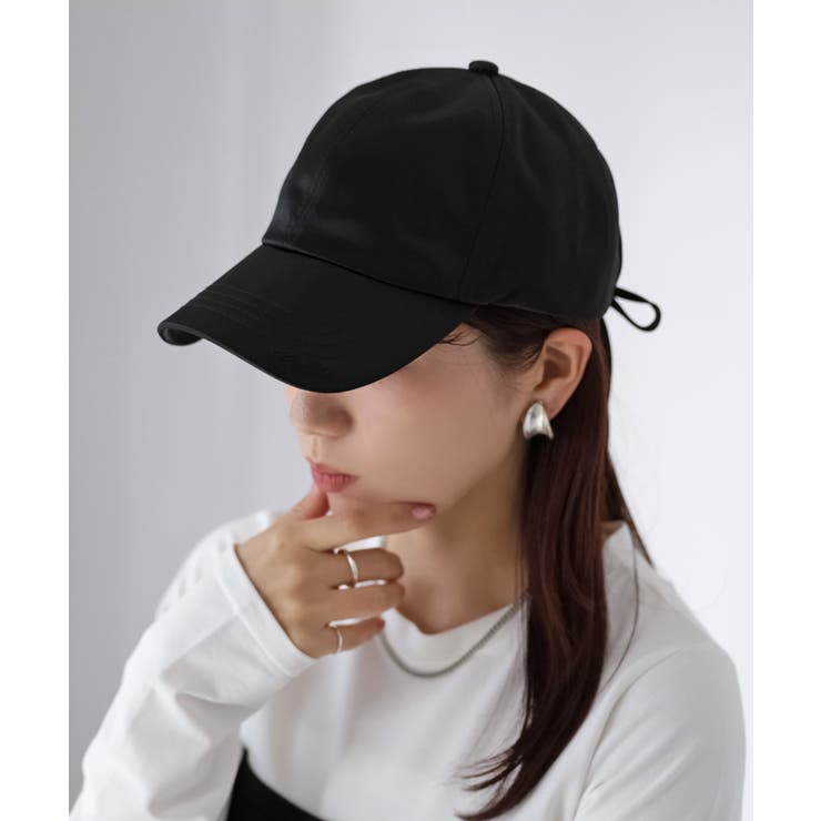 ブラック | バックリボンサテンキャップ | Riberry
