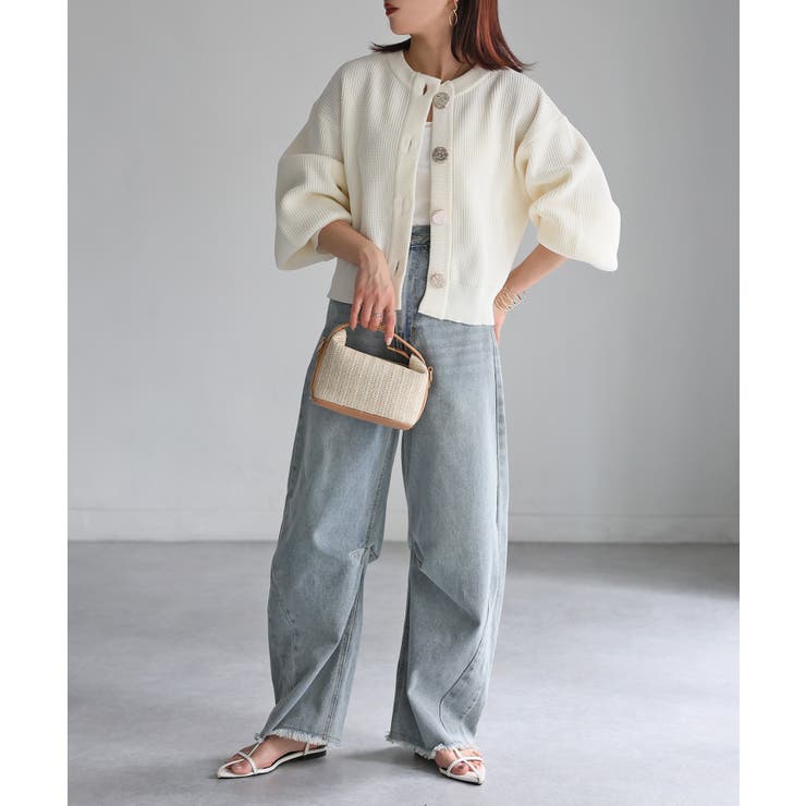 ビックボタン畦編みニットショートカーディガン | Riberry | 詳細画像10 