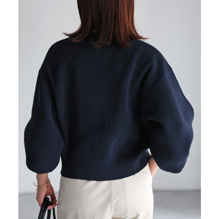 ビックボタン畦編みニットショートカーディガン | Riberry | 詳細画像27 