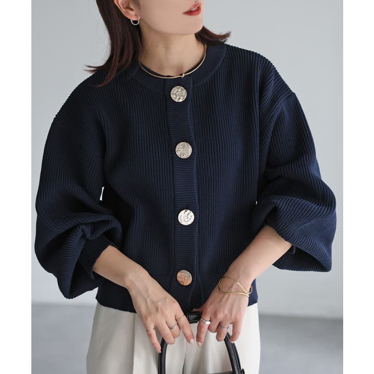 ビックボタン畦編みニットショートカーディガン | Riberry | 詳細画像31 