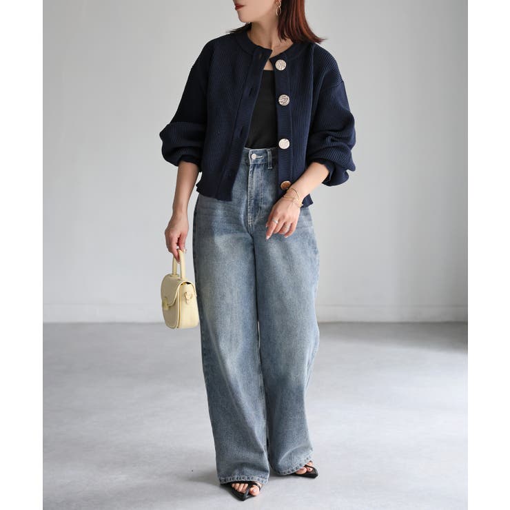 ビックボタン畦編みニットショートカーディガン | Riberry | 詳細画像34 