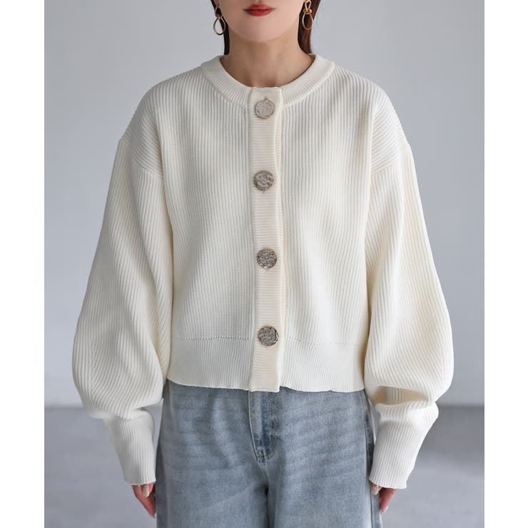 ビックボタン畦編みニットショートカーディガン | Riberry | 詳細画像37 