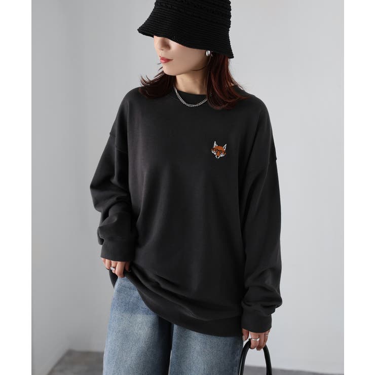 【体型カバー】めがねキツネ胸刺繍スウェット／カジュアル／春／トレーナー | Riberry | 詳細画像11 
