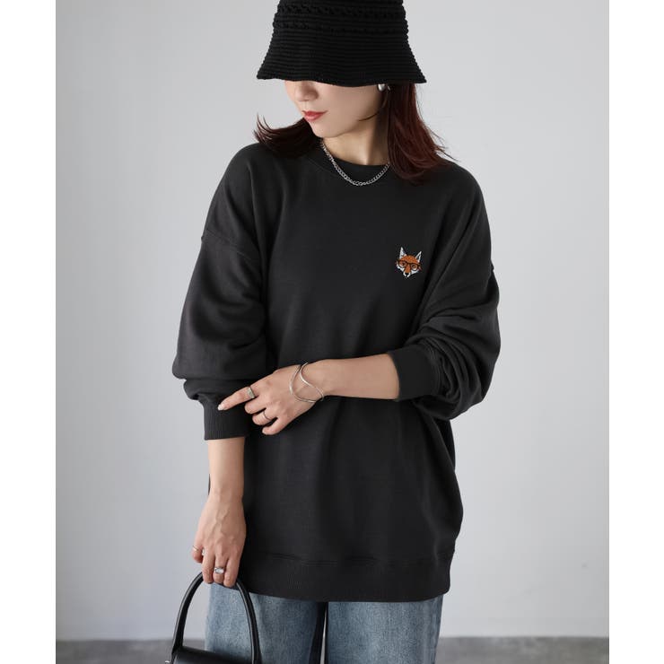 【体型カバー】めがねキツネ胸刺繍スウェット／カジュアル／春／トレーナー | Riberry | 詳細画像14 