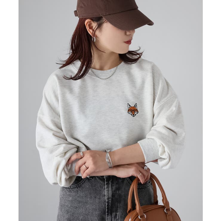 【体型カバー】めがねキツネ胸刺繍スウェット／カジュアル／春／トレーナー | Riberry | 詳細画像18 