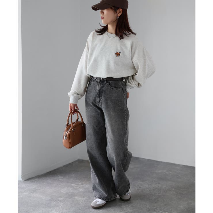 【体型カバー】めがねキツネ胸刺繍スウェット／カジュアル／春／トレーナー | Riberry | 詳細画像19 