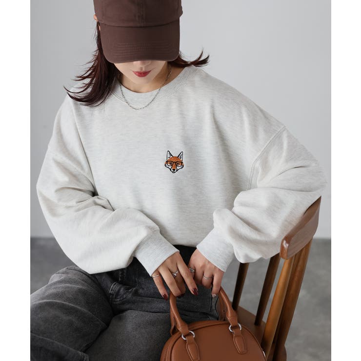【体型カバー】めがねキツネ胸刺繍スウェット／カジュアル／春／トレーナー | Riberry | 詳細画像23 