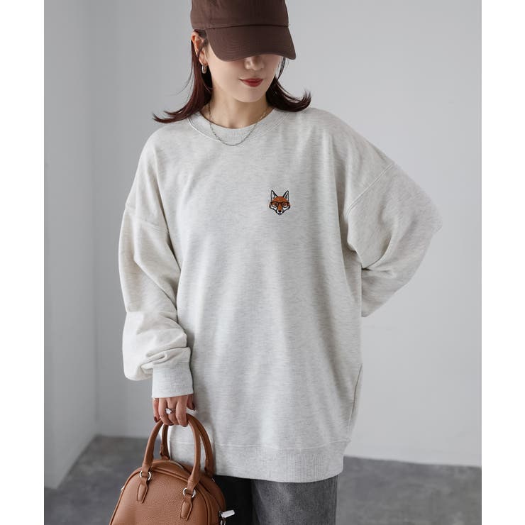【体型カバー】めがねキツネ胸刺繍スウェット／カジュアル／春／トレーナー | Riberry | 詳細画像27 