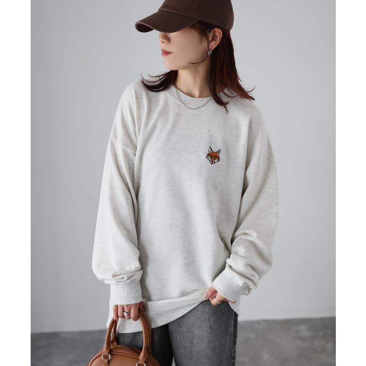 【体型カバー】めがねキツネ胸刺繍スウェット／カジュアル／春／トレーナー | Riberry | 詳細画像28 