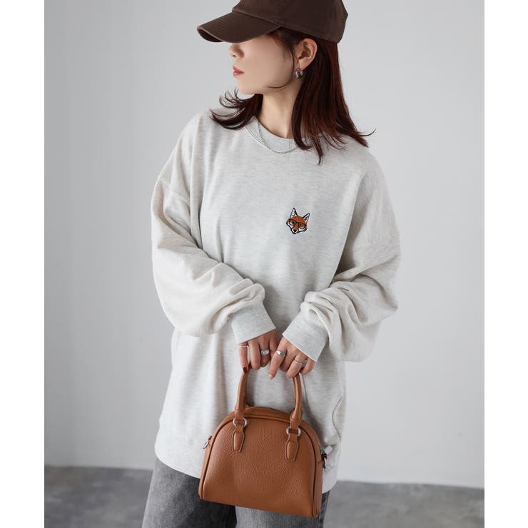 【体型カバー】めがねキツネ胸刺繍スウェット／カジュアル／春／トレーナー | Riberry | 詳細画像29 