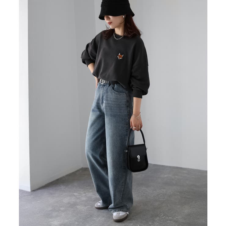 【体型カバー】めがねキツネ胸刺繍スウェット／カジュアル／春／トレーナー | Riberry | 詳細画像3 