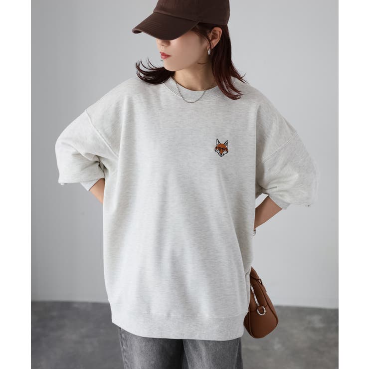 【体型カバー】めがねキツネ胸刺繍スウェット／カジュアル／春／トレーナー | Riberry | 詳細画像32 