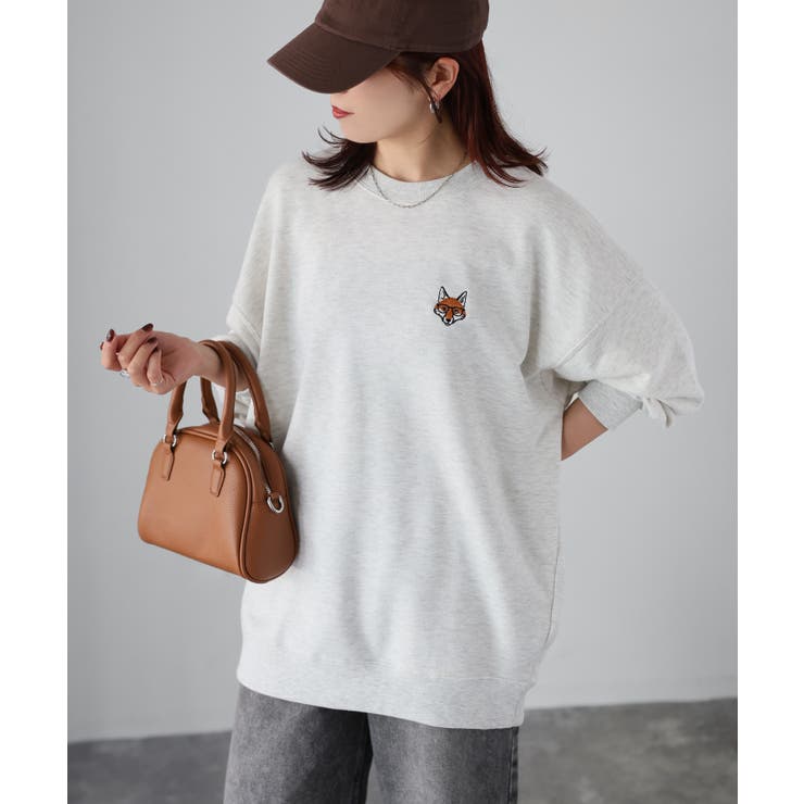 【体型カバー】めがねキツネ胸刺繍スウェット／カジュアル／春／トレーナー | Riberry | 詳細画像34 