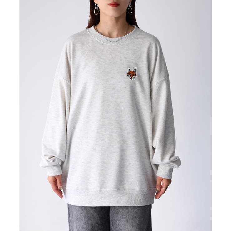 【体型カバー】めがねキツネ胸刺繍スウェット／カジュアル／春／トレーナー | Riberry | 詳細画像35 