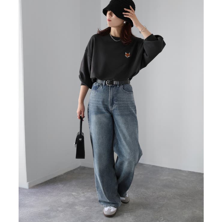 【体型カバー】めがねキツネ胸刺繍スウェット／カジュアル／春／トレーナー | Riberry | 詳細画像6 