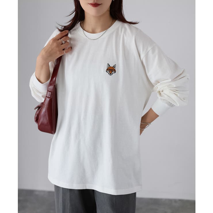 【体型カバー】めがねキツネ刺繍ロンT／カジュアル／春／ママ | Riberry | 詳細画像14 