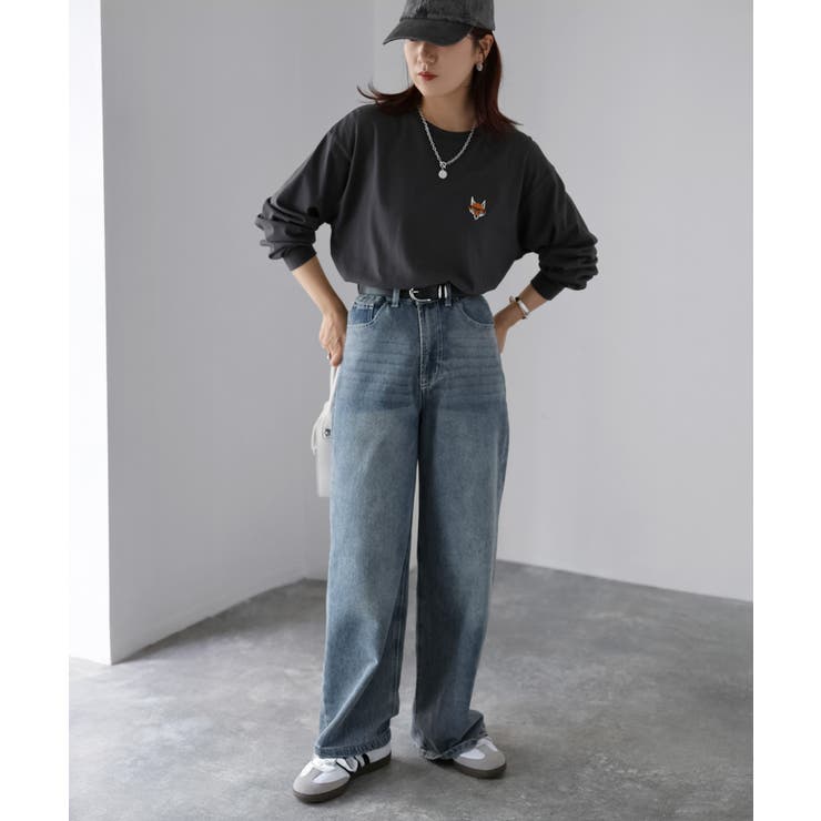 【体型カバー】めがねキツネ刺繍ロンT／カジュアル／春／ママ | Riberry | 詳細画像19 