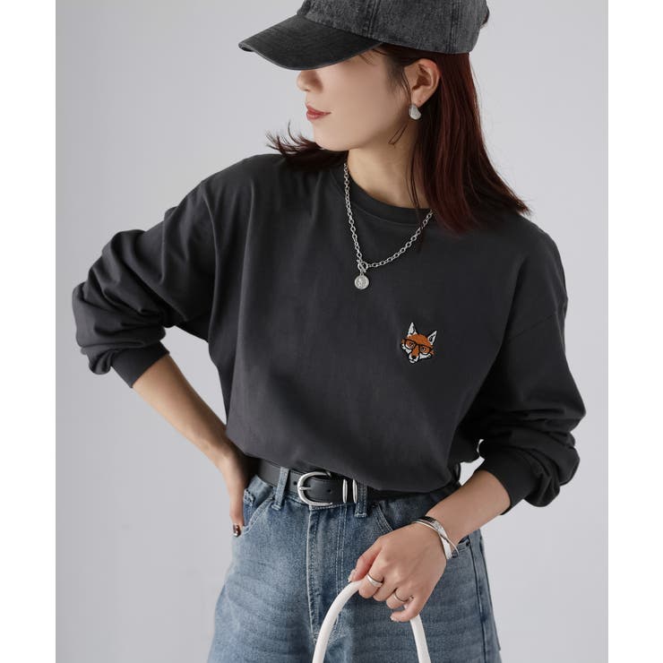 【体型カバー】めがねキツネ刺繍ロンT／カジュアル／春／ママ | Riberry | 詳細画像20 