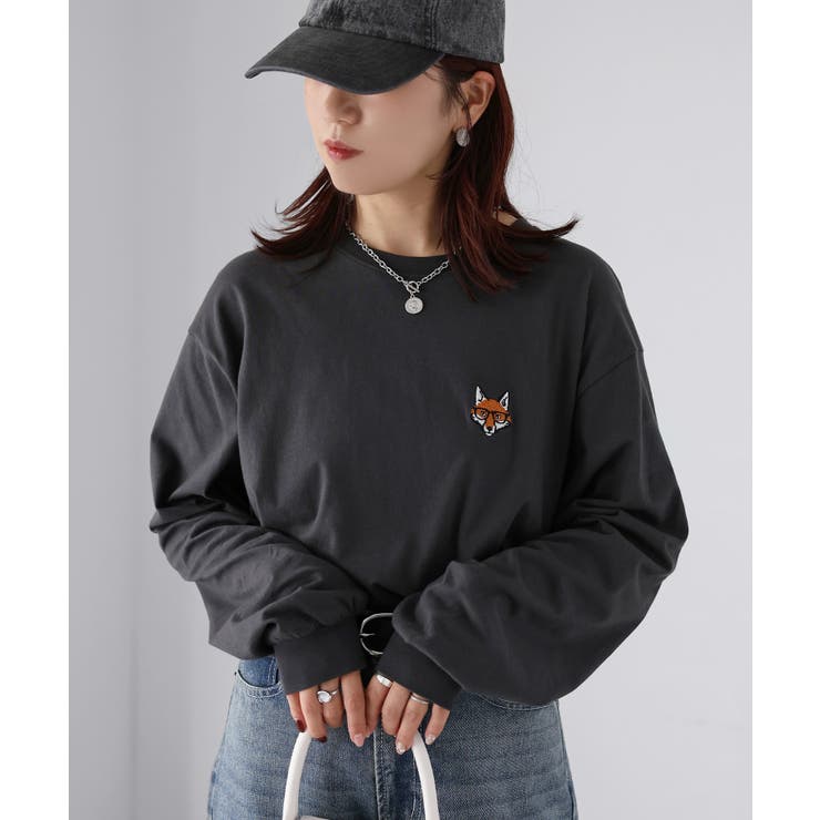 【体型カバー】めがねキツネ刺繍ロンT／カジュアル／春／ママ | Riberry | 詳細画像22 