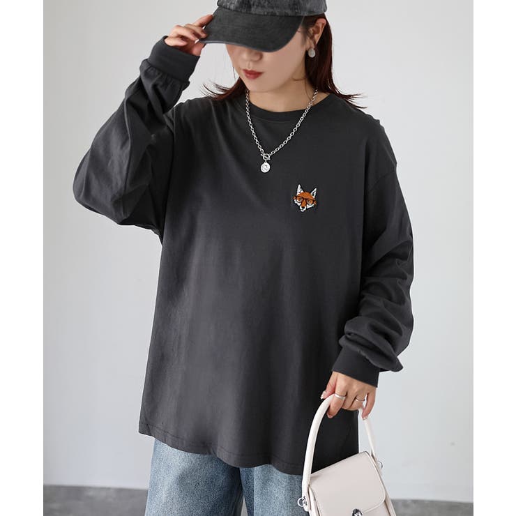 【体型カバー】めがねキツネ刺繍ロンT／カジュアル／春／ママ | Riberry | 詳細画像24 