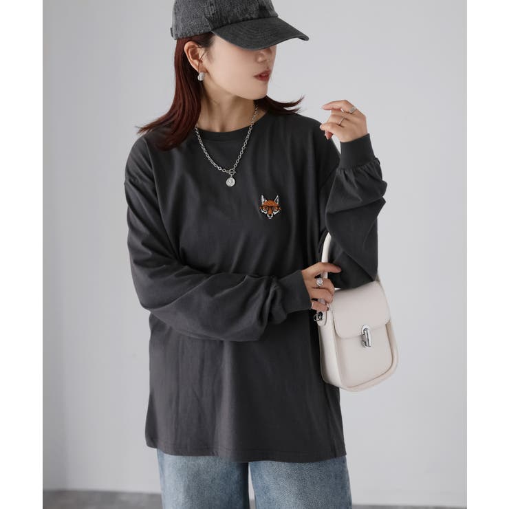 【体型カバー】めがねキツネ刺繍ロンT／カジュアル／春／ママ | Riberry | 詳細画像26 