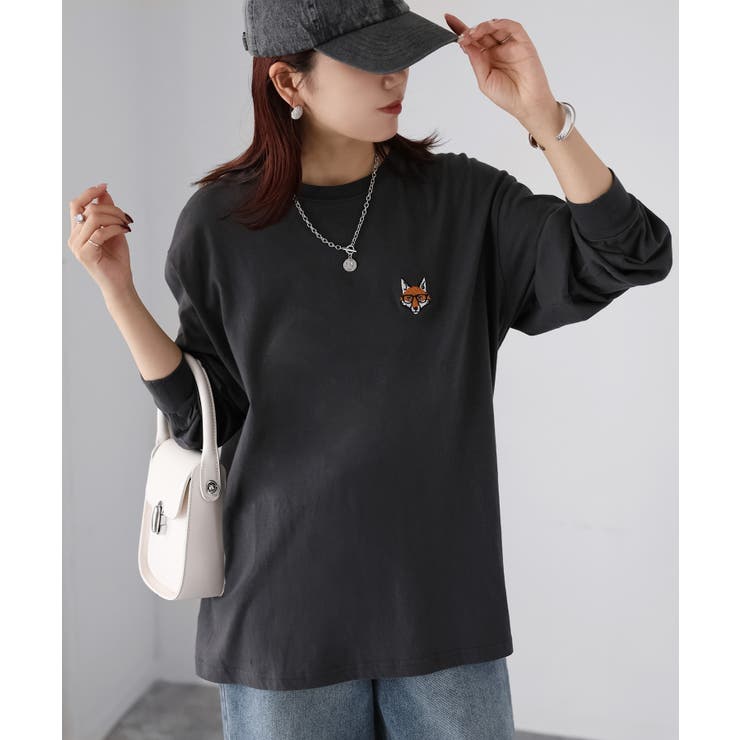 【体型カバー】めがねキツネ刺繍ロンT／カジュアル／春／ママ | Riberry | 詳細画像30 