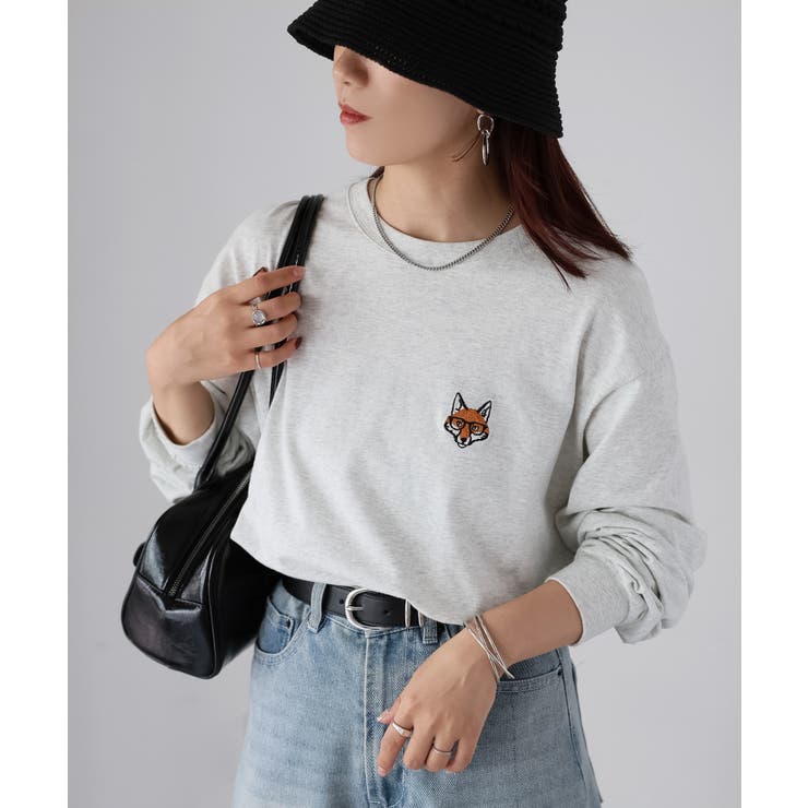 【体型カバー】めがねキツネ刺繍ロンT／カジュアル／春／ママ | Riberry | 詳細画像32 