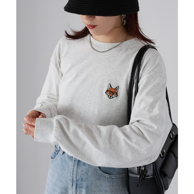 【体型カバー】めがねキツネ刺繍ロンT／カジュアル／春／ママ | Riberry | 詳細画像33 