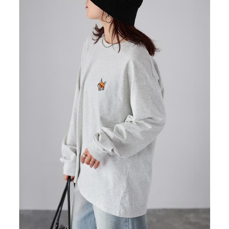 【体型カバー】めがねキツネ刺繍ロンT／カジュアル／春／ママ | Riberry | 詳細画像43 