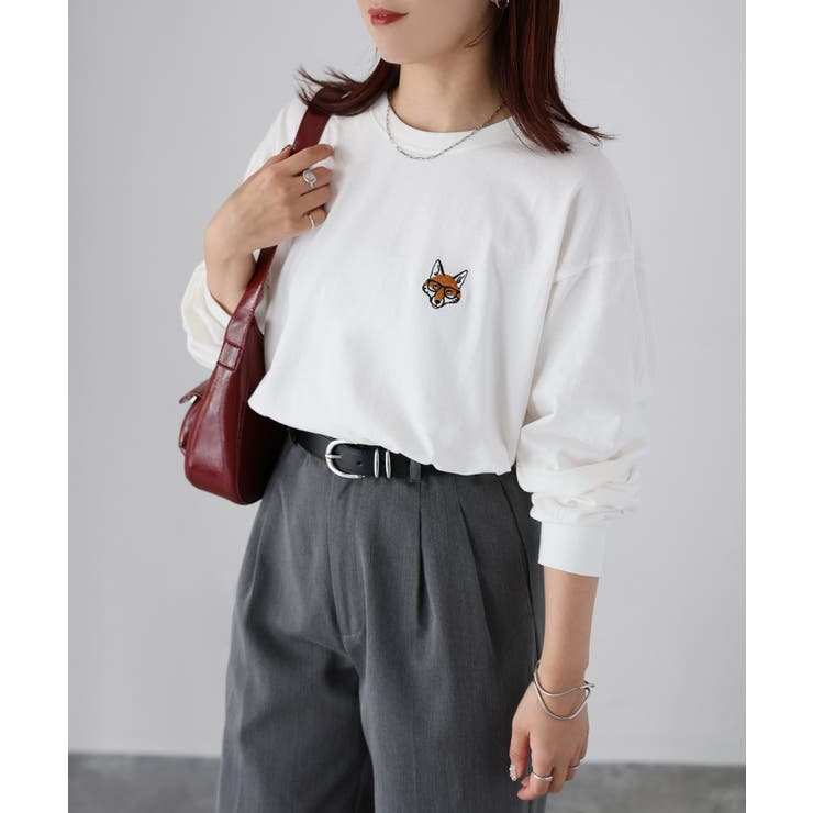 【体型カバー】めがねキツネ刺繍ロンT／カジュアル／春／ママ | Riberry | 詳細画像5 