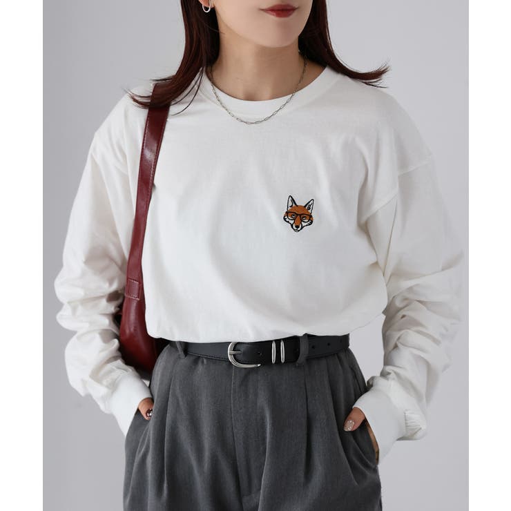 【体型カバー】めがねキツネ刺繍ロンT／カジュアル／春／ママ | Riberry | 詳細画像7 