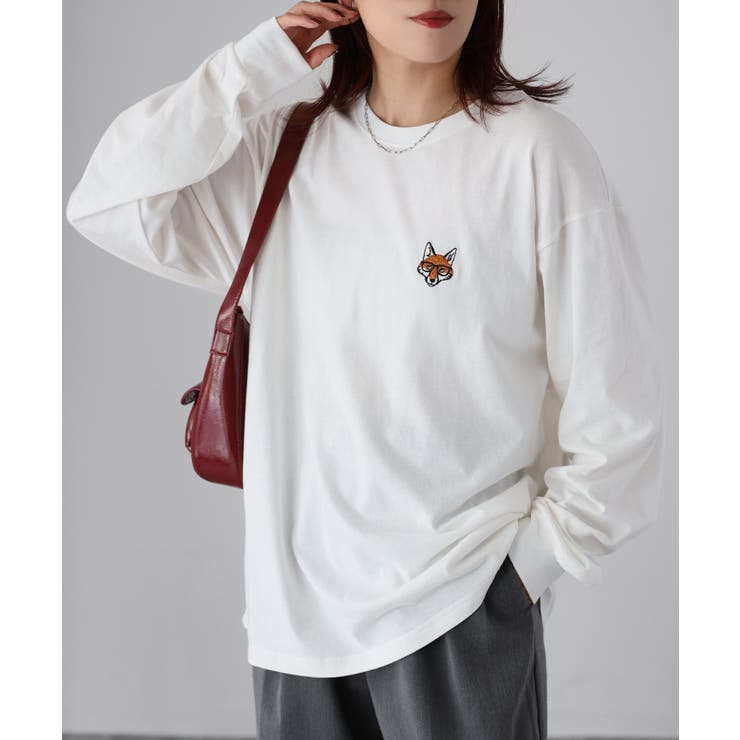 【体型カバー】めがねキツネ刺繍ロンT／カジュアル／春／ママ | Riberry | 詳細画像9 