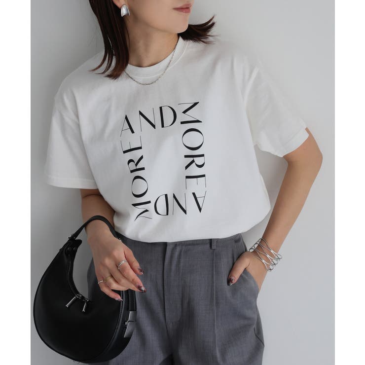 ホワイト×ブラック | スクエアロゴプリント半袖Tシャツ | Riberry