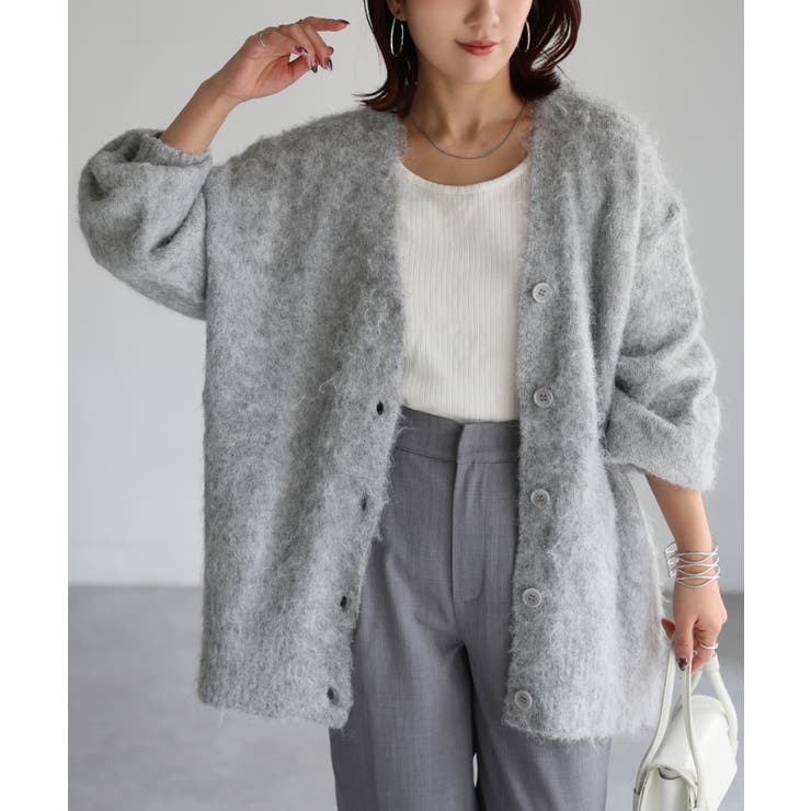 シャギーVネックカーディガン[品番：RBRW0000021]｜Riberry（リベリー