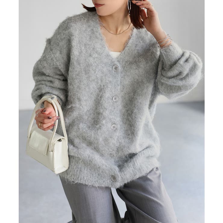 シャギーVネックカーディガン[品番：RBRW0000021]｜Riberry（リベリー