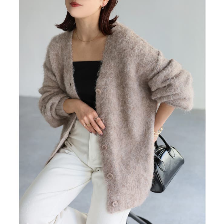 シャギーVネックカーディガン[品番：RBRW0000021]｜Riberry（リベリー