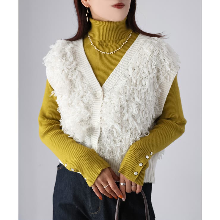 【レイヤードで体型カバー】フリンジニットベスト／大人カジュアル／春／Vネック | Riberry | 詳細画像17 