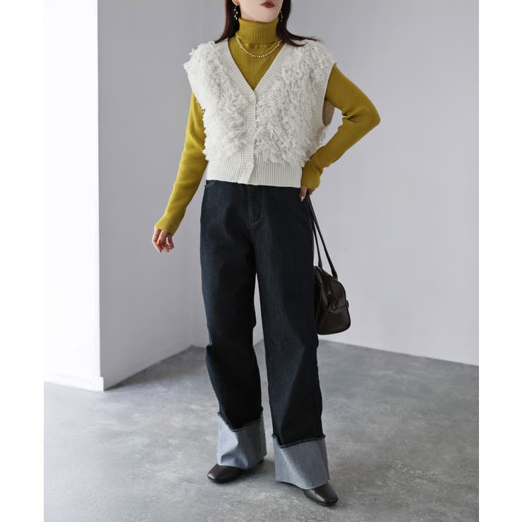 【レイヤードで体型カバー】フリンジニットベスト／大人カジュアル／春／Vネック | Riberry | 詳細画像18 